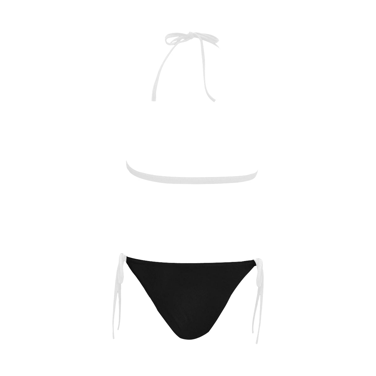 Cash Vision Front Buckle Halter Bikini - Black White
