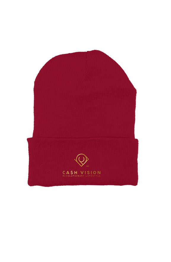 Cash Vision Embroidered Beanie -Cranberry