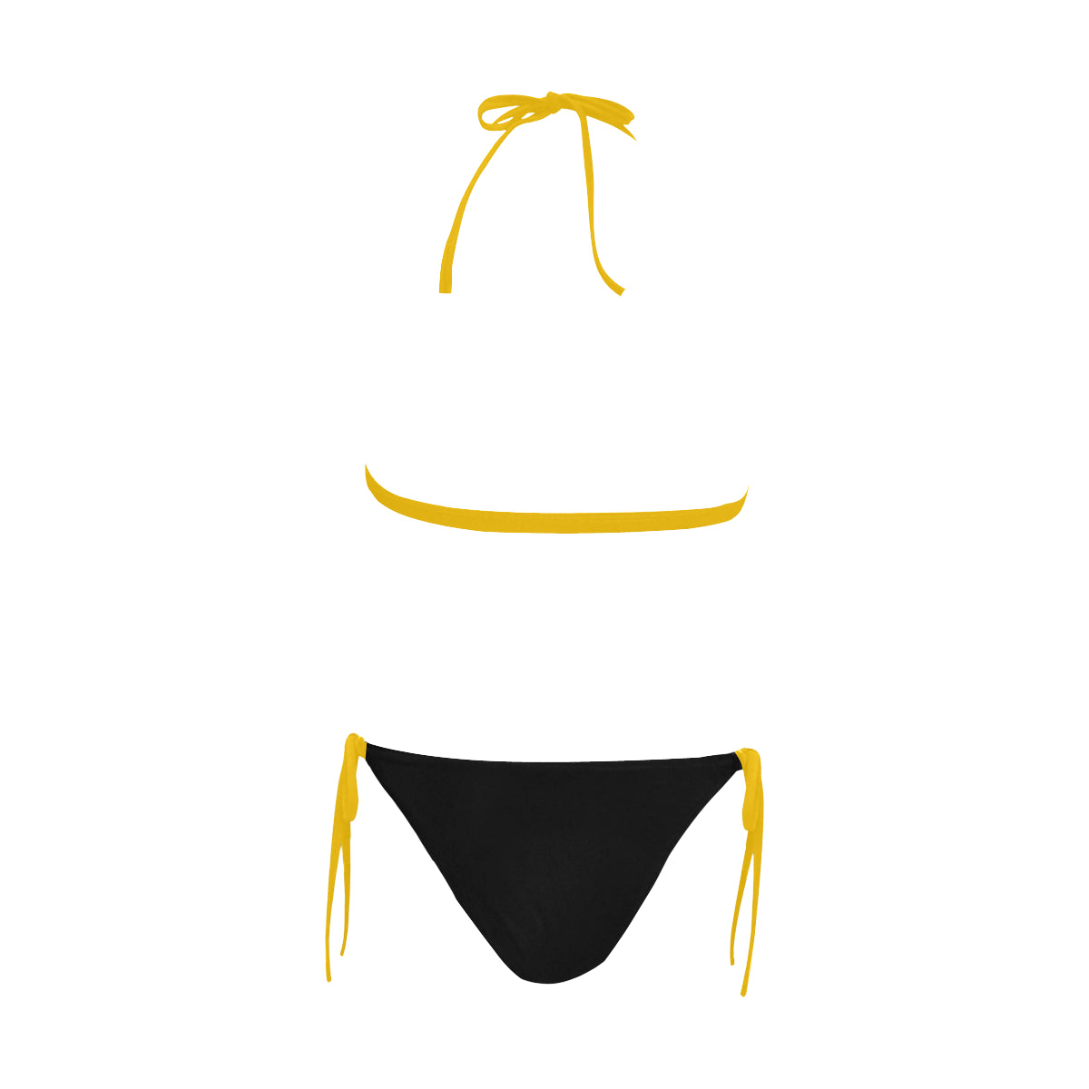 Cash Vision Front Buckle Halter Bikini - Black Yellow