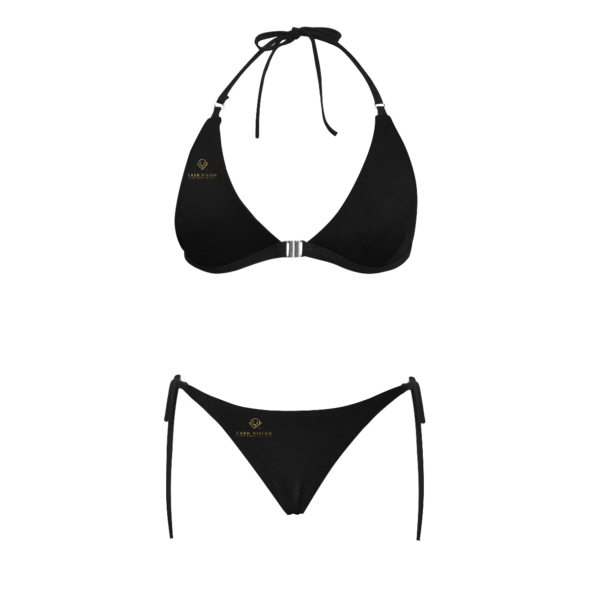Cash Vision Front Buckle Halter Bikini - Black