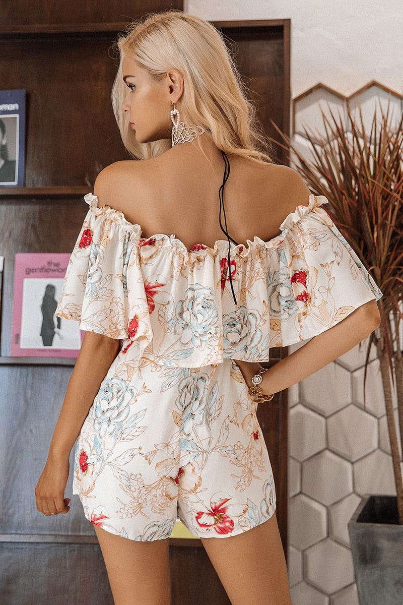 Dreamy Girl Off Shoulder Romper - White