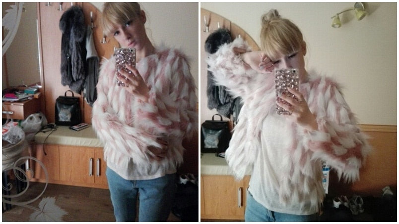 Forever 16 Faux Fur Coat - Pink White