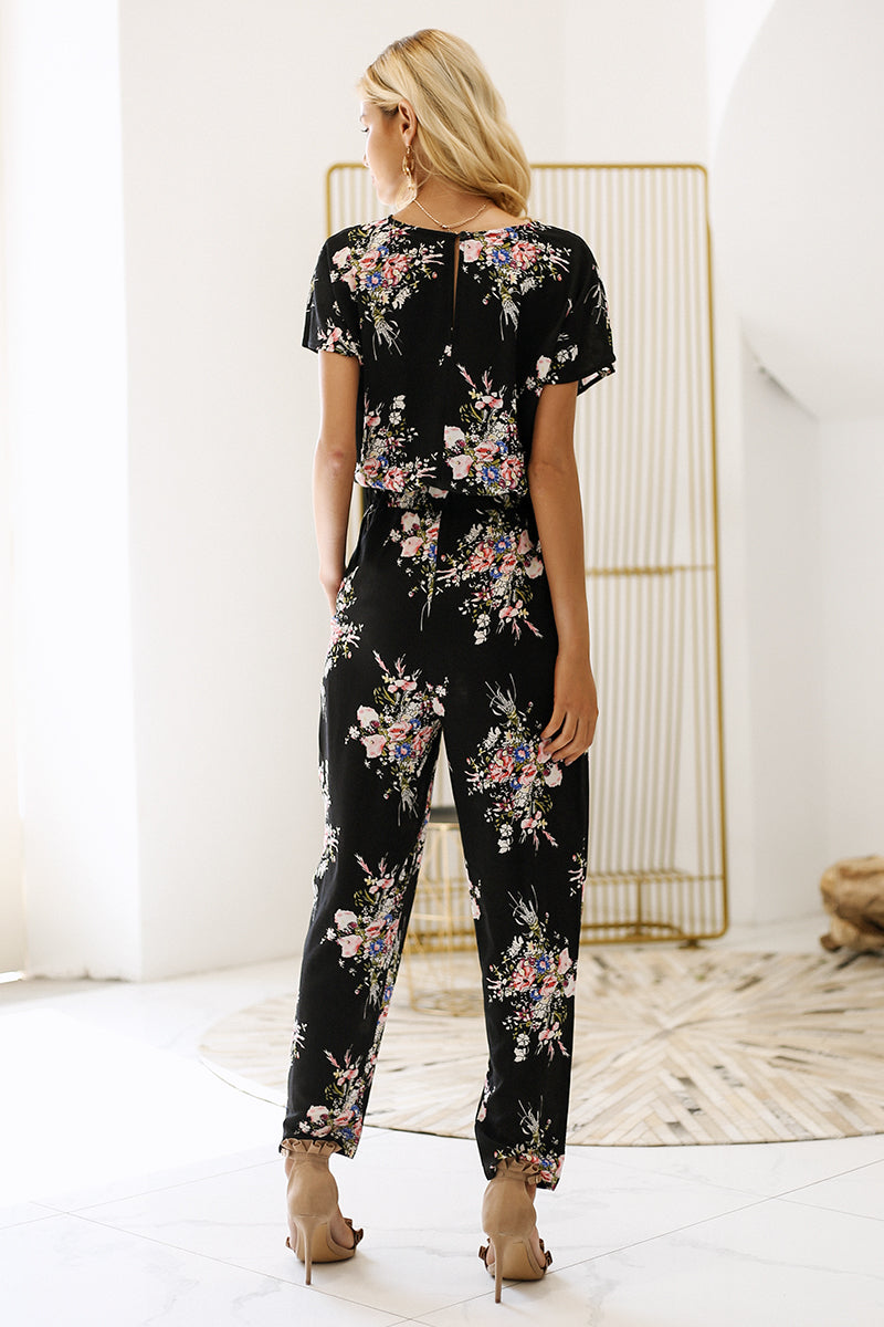 Spring Me Floral Jumpsuit - Burgundy