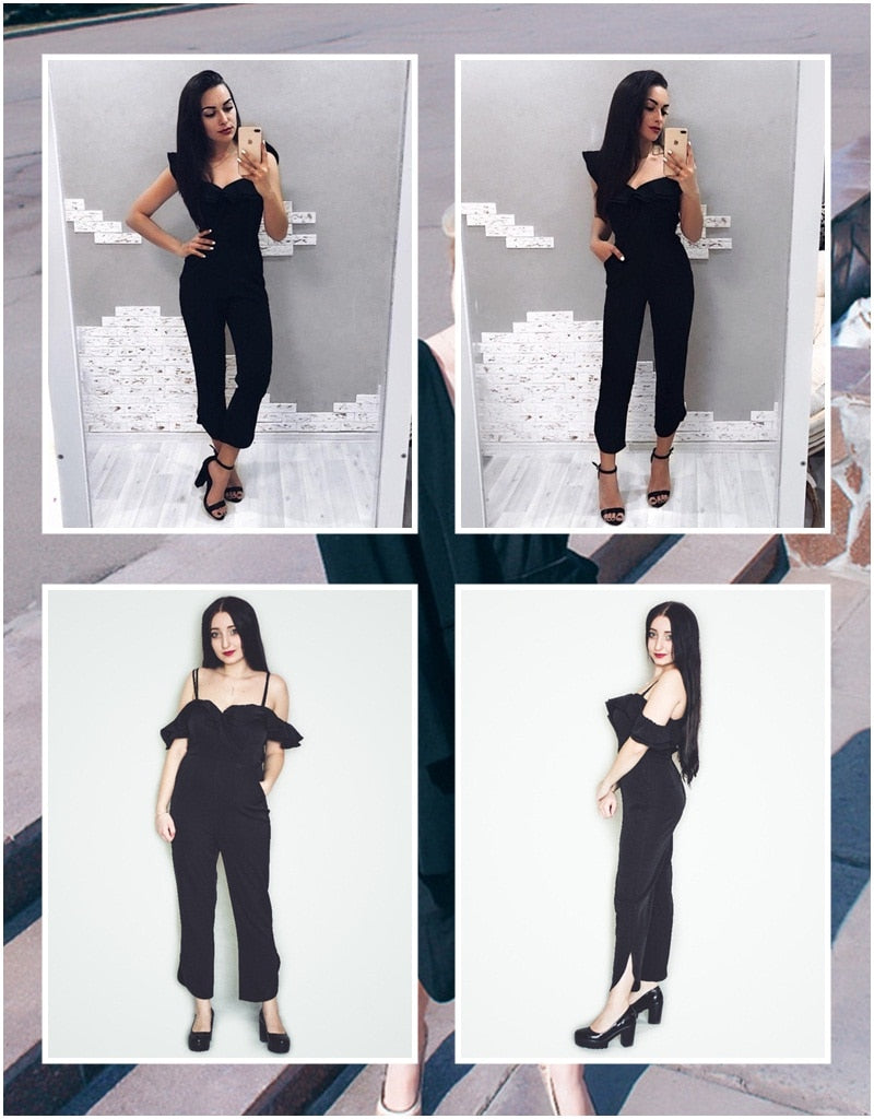 Glam Chic Off Shoulder Jumpsuit - Black