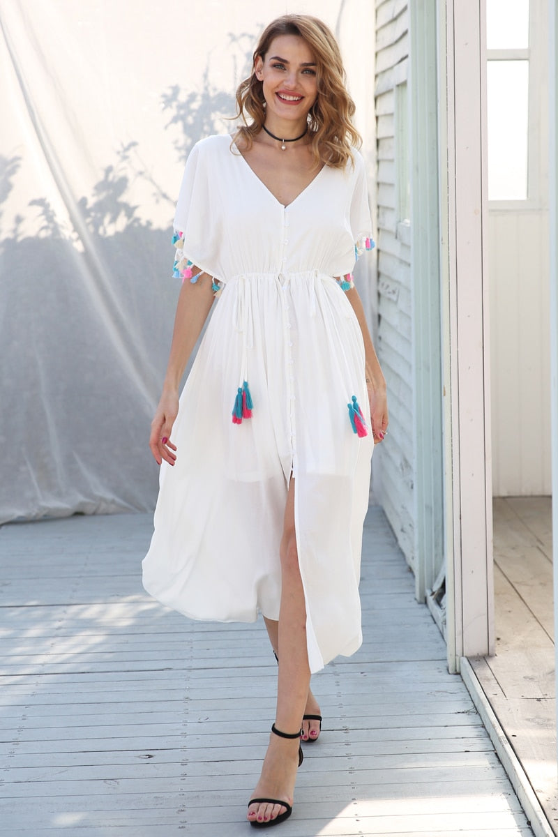 Morning Cloud Maxi Dress - White
