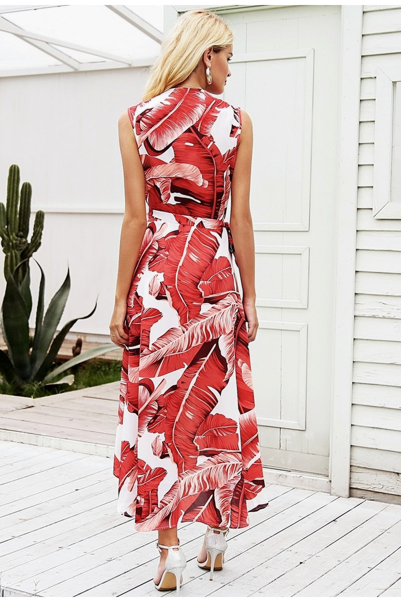 Tropicana Maxi Dress - White & Red