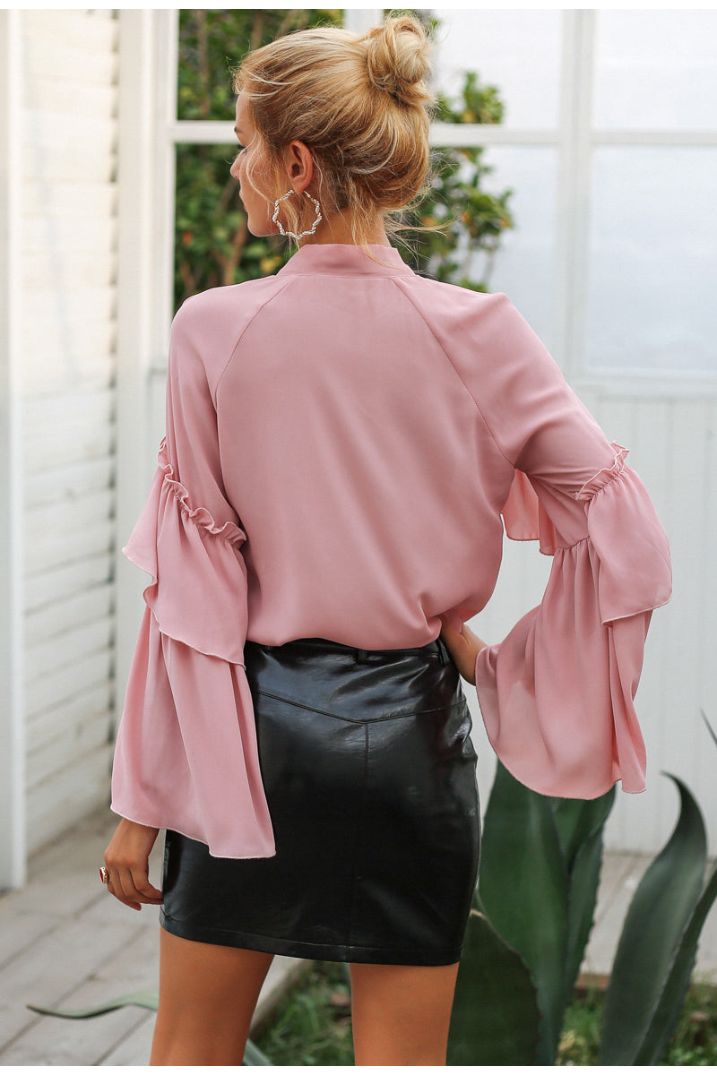 Timeless Ruffle Blouse - Nude Pink
