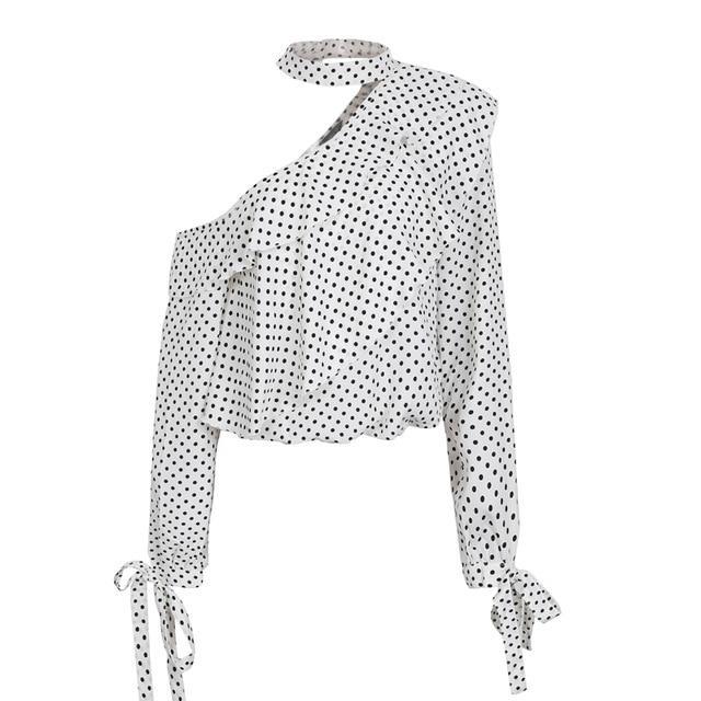 Glam Polka Dot Blouse - Black White
