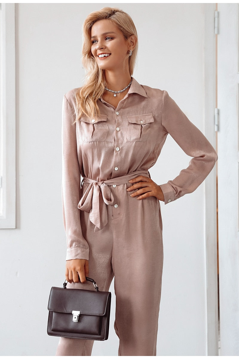 In Love Forever High Collar Jumpsuit - Fresh Pink