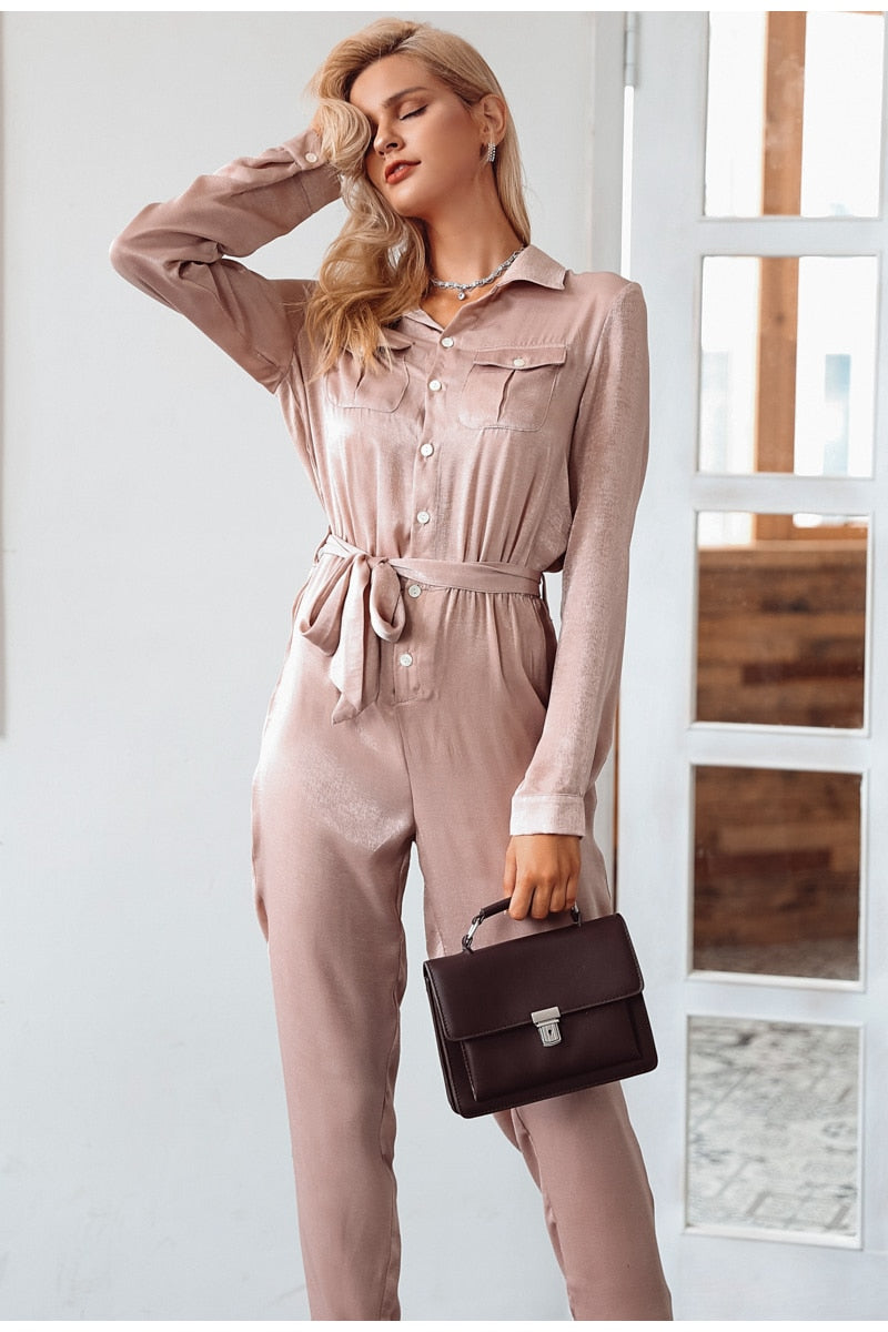 In Love Forever High Collar Jumpsuit - Fresh Pink