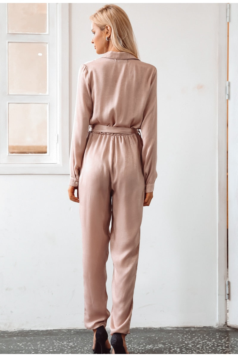 In Love Forever High Collar Jumpsuit - Fresh Pink