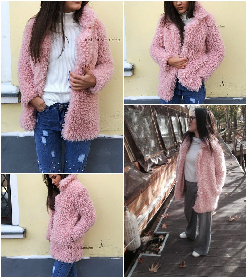 Sugar Candy Faux Fur Coat - Pink