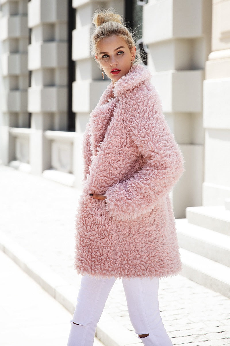 Sugar Candy Faux Fur Coat - Pink