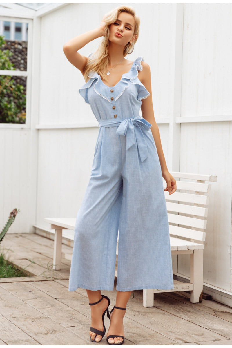 Style It Cotton Jumpsuit - Light Blue