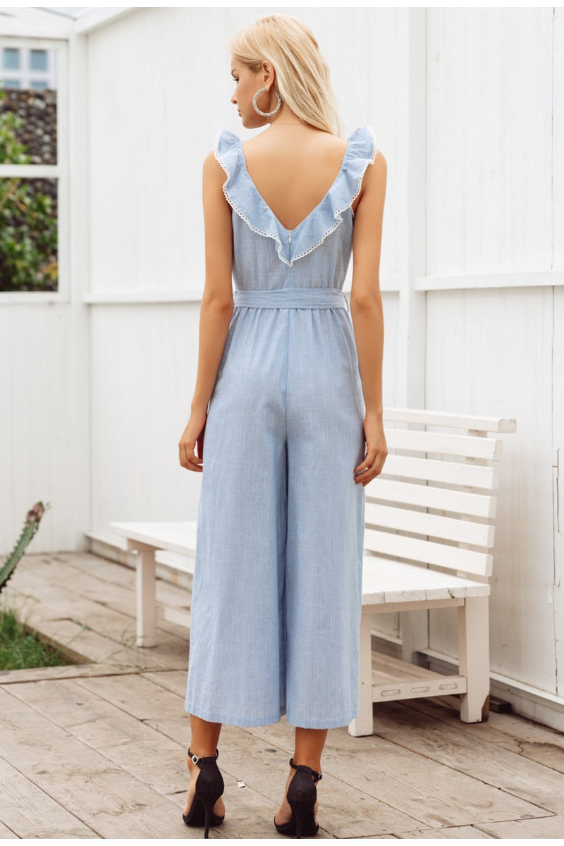 Style It Cotton Jumpsuit - Light Blue