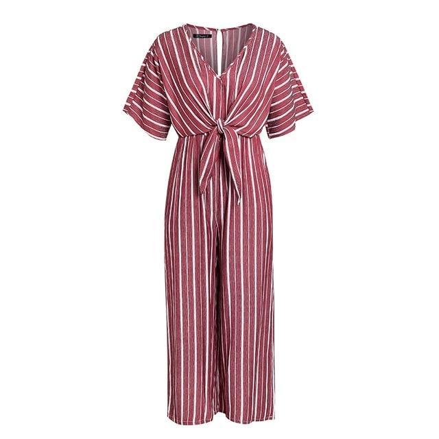 Joyful Me Stripe Jumpsuit - Navy Blue