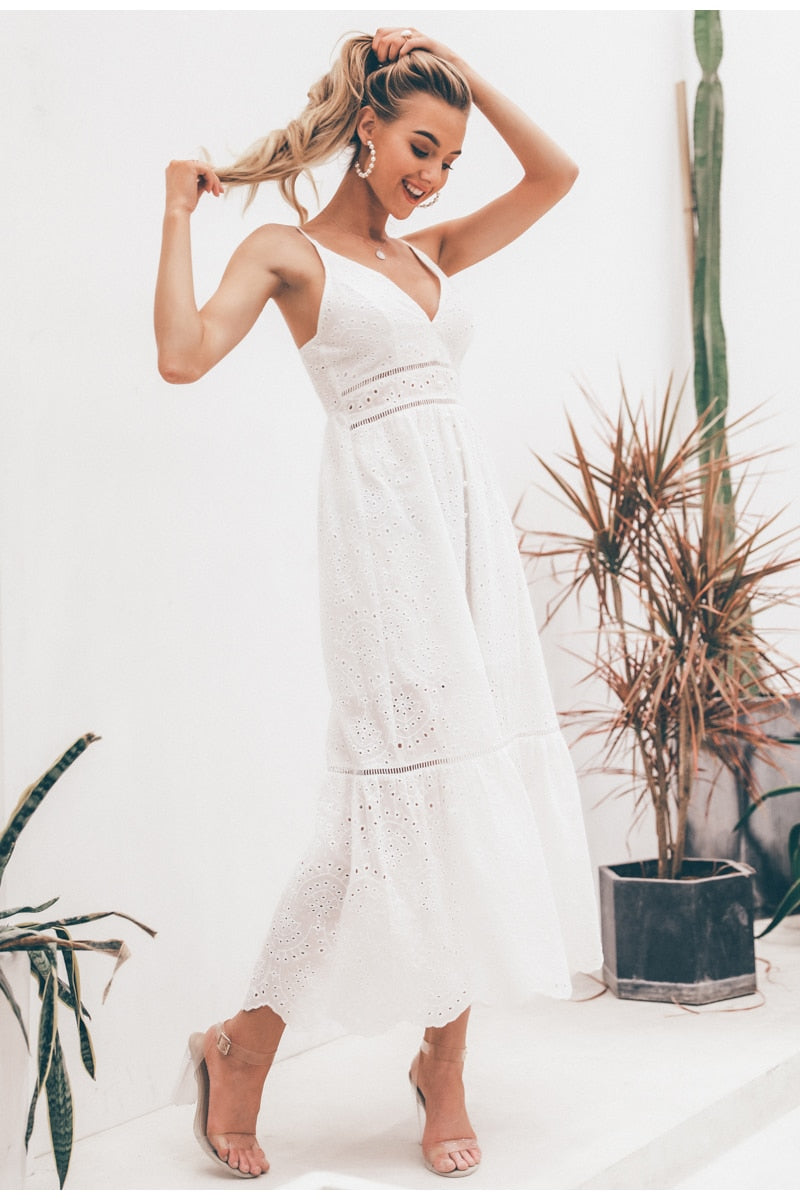 Pleasant Me Maxi Dress - White