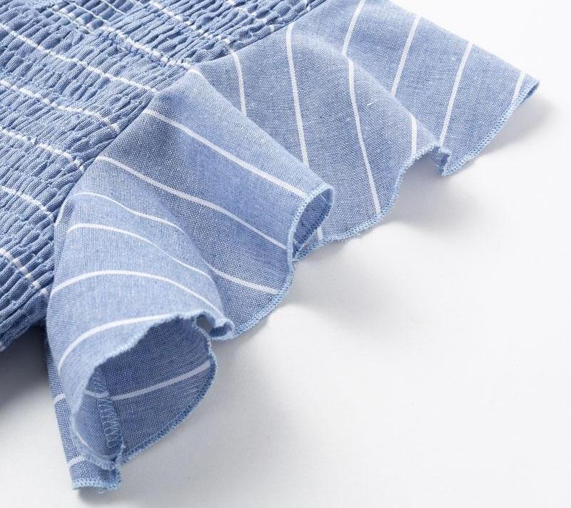 Classic Stripe Mid Calf Dress - Blue