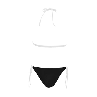 Cash Vision Front Buckle Halter Bikini - Black White