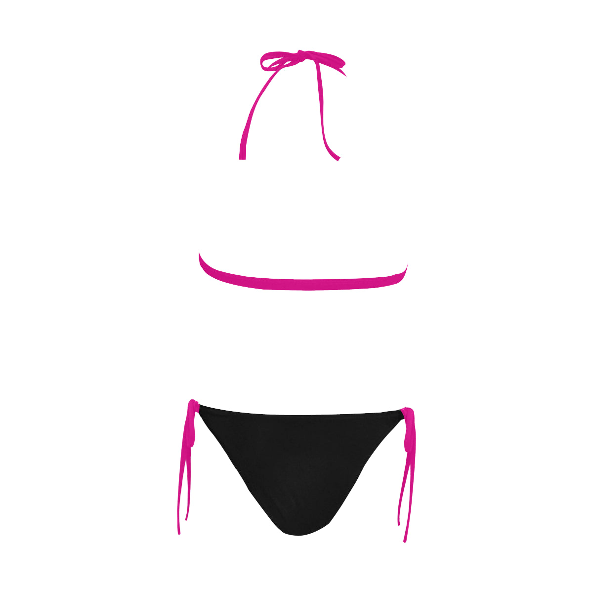 Cash Vision Front Buckle Halter Bikini - Black Pink