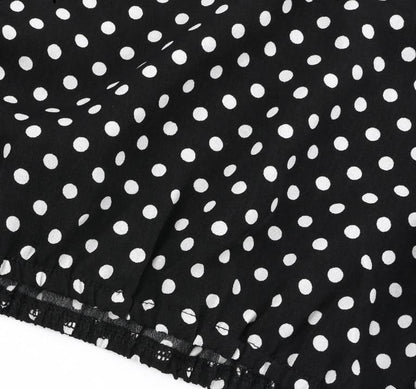Glam Polka Dot Blouse - Black White