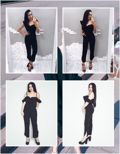 Glam Chic Off Shoulder Jumpsuit - Black