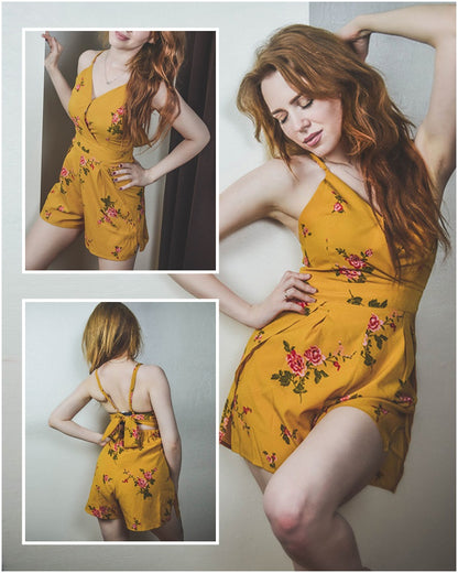 Sweet Memories Stripes Romper - Apricot