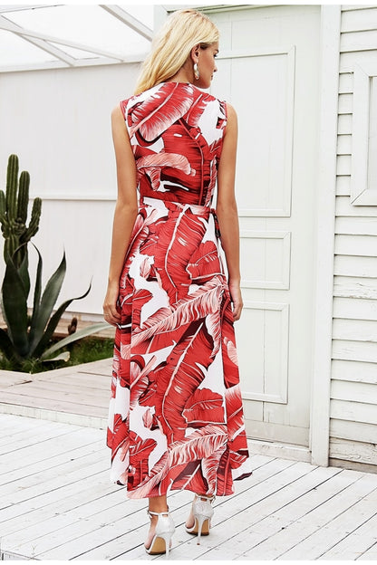 Tropicana Maxi Dress - White & Red