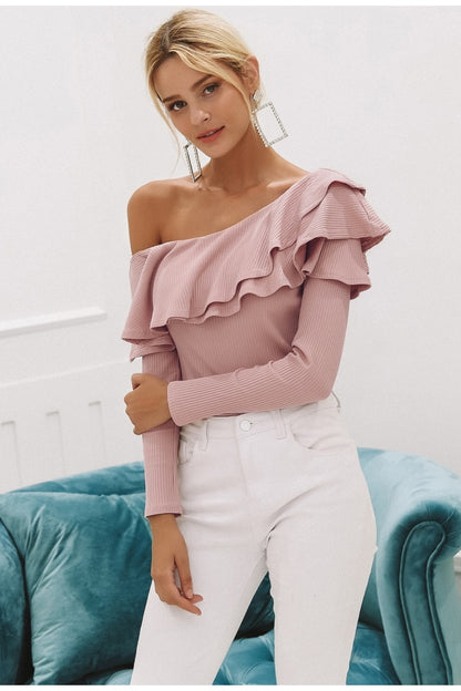 Sweet Wishes Slim Fit Knitted Blouse - Pink