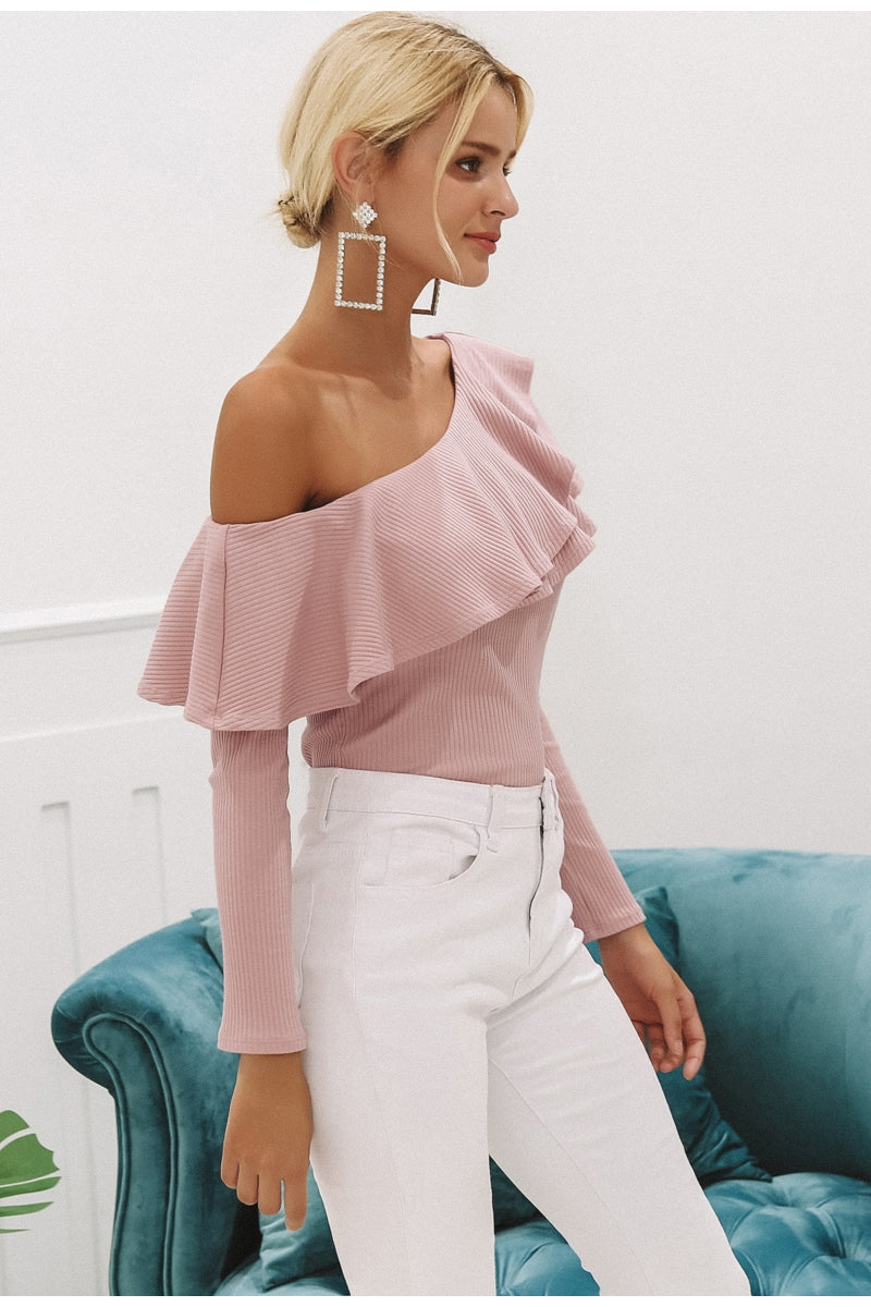 Sweet Wishes Slim Fit Knitted Blouse - Pink