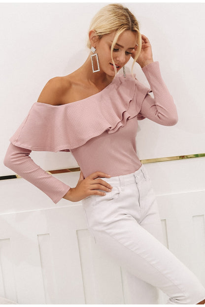 Sweet Wishes Slim Fit Knitted Blouse - Pink
