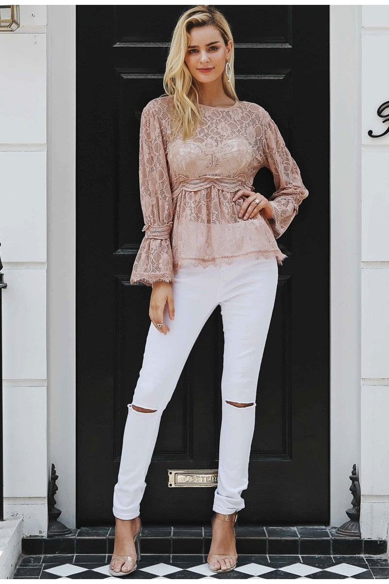 Live in My Terms Lace Blouse - Incarnadine Pink
