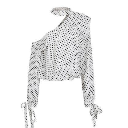 Glam Polka Dot Blouse - Black White