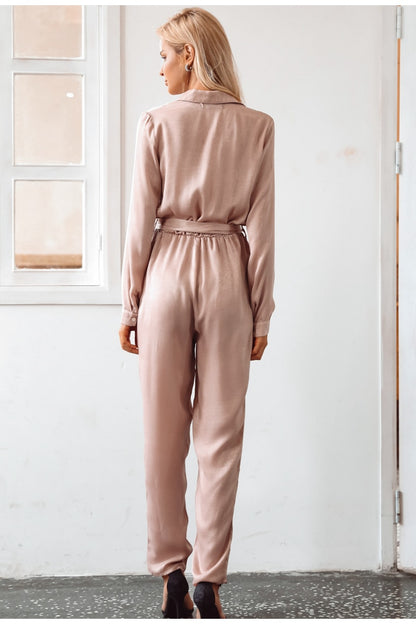 In Love Forever High Collar Jumpsuit - Fresh Pink