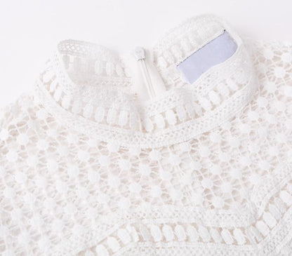 Snowy Lace Patel Mini Dress - White