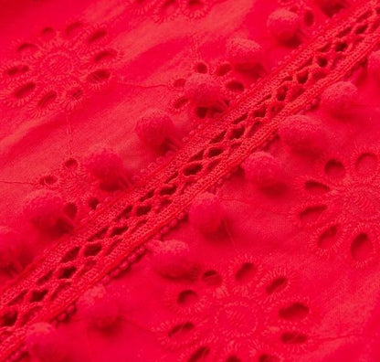 Self Love Embroidered Tops - Red